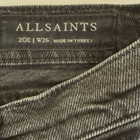 All Saints-  Zoe Cropped Bootcut Raw Hem Jeans - size 26 - Picture 4 of 8